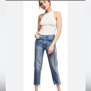 Free People Aztec Side Panel Crop Jeans Size 27
